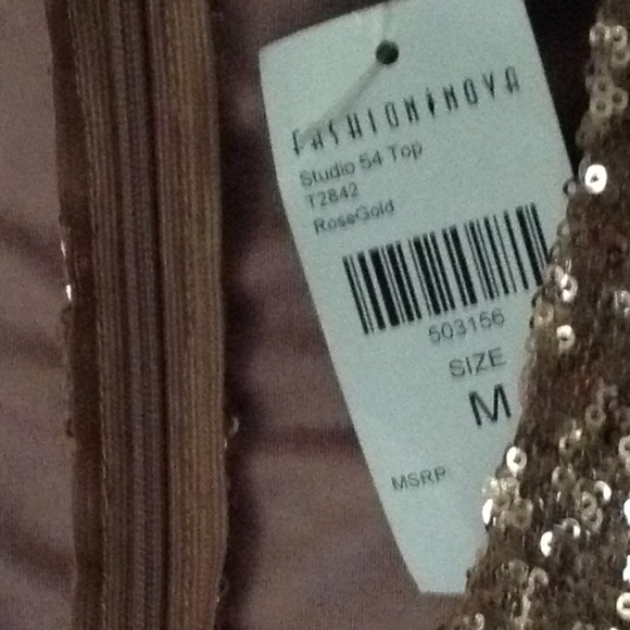 Fashion Nova Rose Gold Sequin Cropped Top - Picture 5 of 6